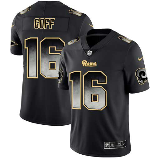 Men Los Angeles Rams #16 Goff Nike Teams Black Smoke Fashion Limited NFL Jerseys->new england patriots->NFL Jersey